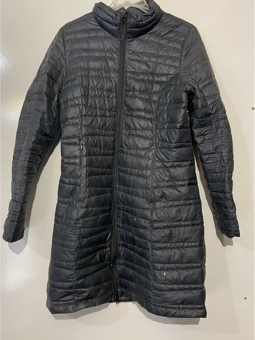 Womens PATAGONIA Black Duckdown Fiona Parka Jacket Sz S *FLAWED*